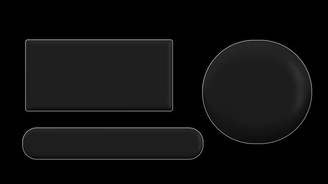Three frosted glassmorphism pop up design elements on black background.