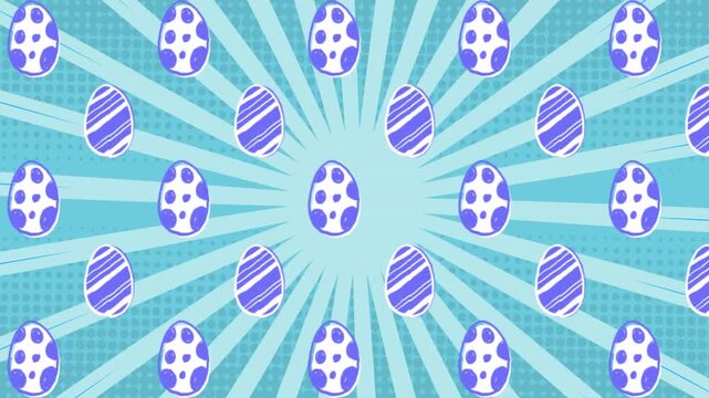 Loop starting core light pulsing, eggs with stripes and spots shifting, creating teal radial-burst