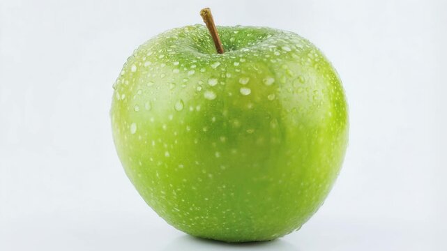 Green apple with smooth skin and intact stem