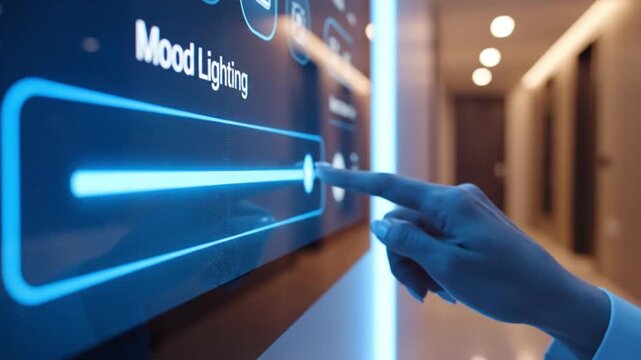 Smart home mood lighting control panel, futuristic digital interface, automated house system technology isolated on Transparent Background