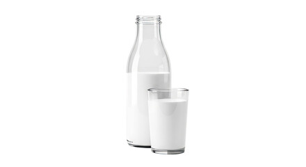 Glass of Milk and Milk Bottle