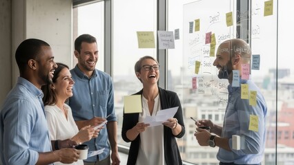 Obraz premium Team Collaboration in Modern Office During Creative Brainstorming Session