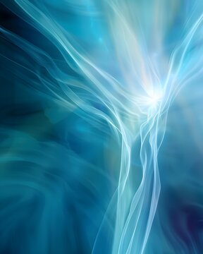 Elegant blue abstract vertical background with glowing light waves. Futuristic cyan gradient design for wallpaper, poster, technology and medical branding.