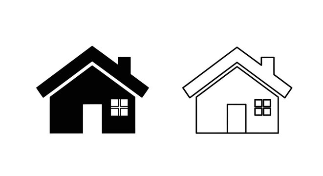Simple house icons in black and white color schemes Vector