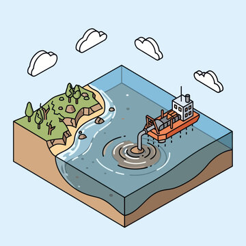 Oil Rig Ship Sucking Crude from Ocean.