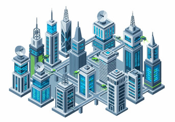 Fototapeta premium Futuristic cityscape with sleek skyscrapers and advanced technology.