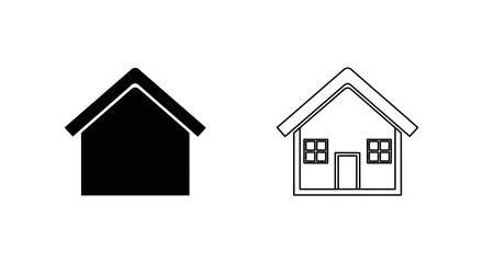 Obraz premium Simple house icons in black and white line art style Vector
