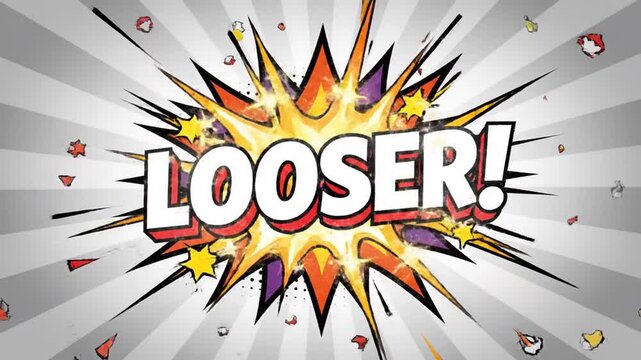 Bold "LOOSER!" comic speech bubble with explosion effect