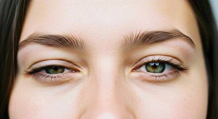 Obraz premium Intense Green Eyes Reflecting Deep Emotions – Realistic Portrait Photography & Sensory Detail