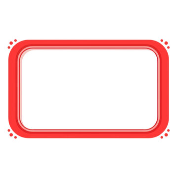 Blank Red Rounded Rectangle Frame with Small Dots on White Background