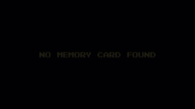 "NO MEMORY CARD FOUND" Pixel Art 8-Bit Text Animation Vintage Arcade Game Computer Dark Background 4K Video 4k video animation seamless loop