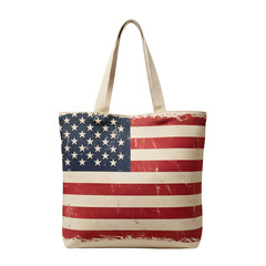 Distressed American Flag Tote Bag isolated on transparent background
