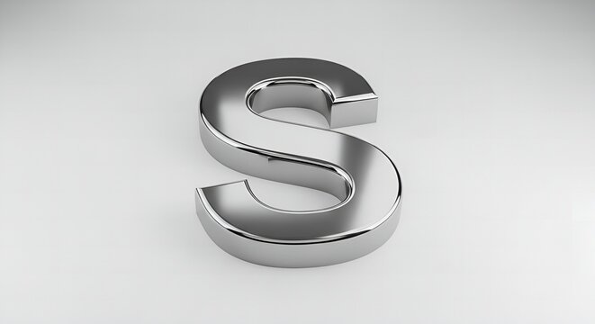 Metallic Shiny Letter S 3D Rendered Isolated Alphabet Character