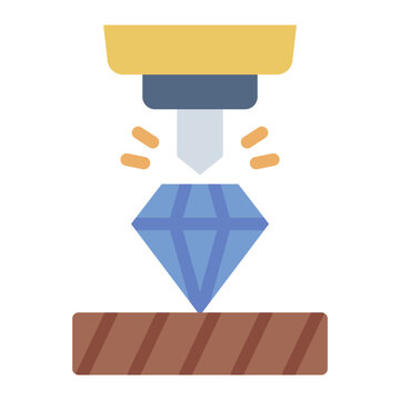 hardness flat icon. diamond indenter tip. surface resistance. material test