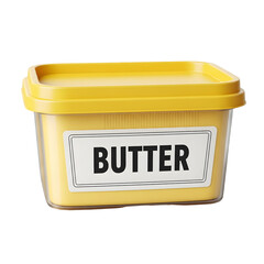 Butter tub with label isolated on transparent background