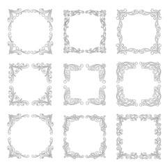 Ornate Decorative Borders and Corners - Vintage Floral Scrollwork Elements