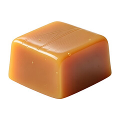 Caramel candy square isolated on transparent background