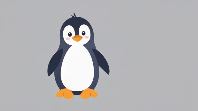Firefly Cute penguin cartoon character standing, simple flat vector style, clean outline, isolated o.mp4_preview