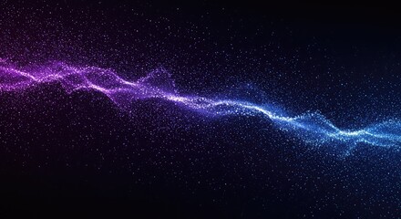 Fototapeta premium Dynamic digital abstract background featuring deep, flowing indigo and violet light particles, creating a seamless, immersive atmospheric flow, technology, matrix, experience