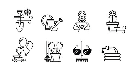 Fototapeta premium Gardening Tools Icons Set Illustration.