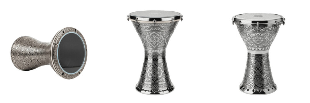 Darbuka drum isolated on white background, Middle Eastern goblet drum, Arabic percussion instrument, طبلة, doumbek, darbuka for folk and traditional music, Arabic drum, percussion instrument