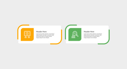 Two header blocks with icons and placeholder text.