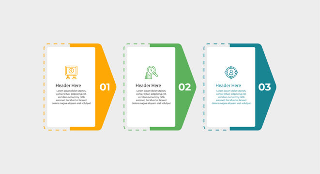 Process diagram in three steps with icons.