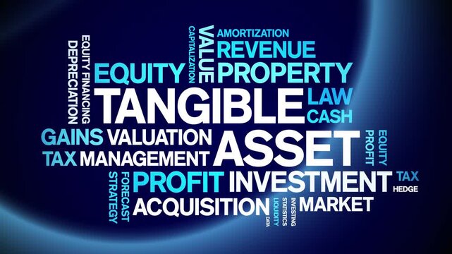 Tangible Asset animated word cloud-text design animation tag kinetic typography seamless loop.
