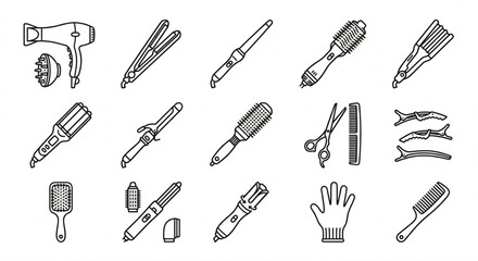 Professional Hair Styling and Salon Equipment Icons