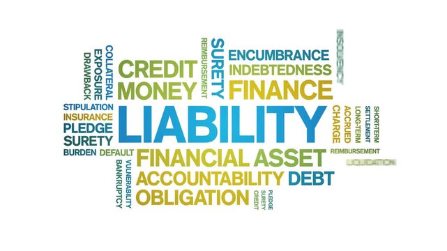 Liability animated word cloud-text design animation tag kinetic typography seamless loop.
