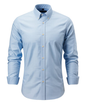 Light blue long sleeve button down dress shirt isolated on a transparent background