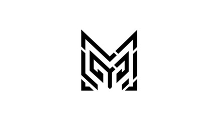 Geometric black M logo design with modern and stylish appearance.