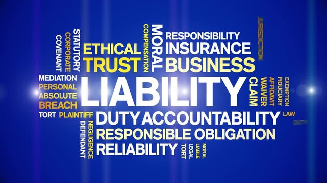 Liability animated word cloud-text design animation tag kinetic typography seamless loop.