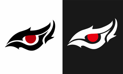 Tribal Dragon Eye Illustration - Fierce Red Eye Monster Vector Design