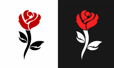 Tribal Rose Flower Illustration - Minimalist Red Rose Tattoo Design