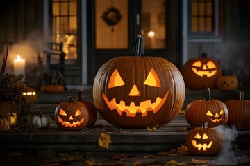 Obraz premium Carved Halloween pumpkin.