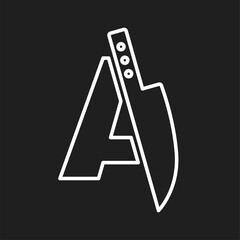 Minimalist Letter A Logo with Chef Knife Outline for Culinary Branding