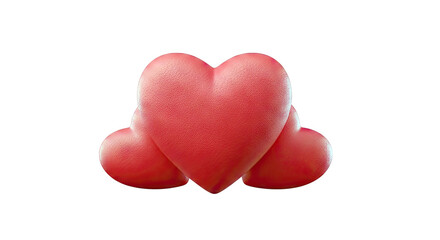 Three Red Hearts on White Background