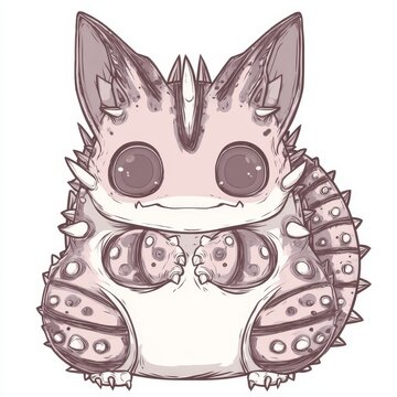 Cute chibi chupacabra character - fantasy mythical creature illustration
