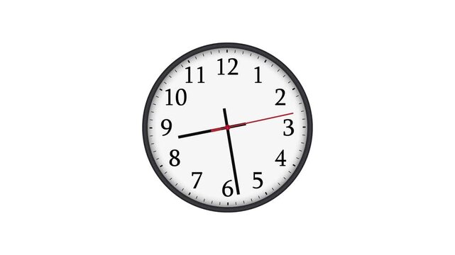 Twelve hours clock run, moving time arrows. Black clock icon isolated on white background.
clock face with hour and minute hands on a white background time, moving time arrows, 12 hours clock dial.