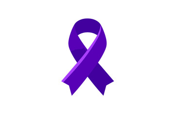 Purple awareness ribbon symbol for pancreatic cancer and domestic violence awareness on white background
