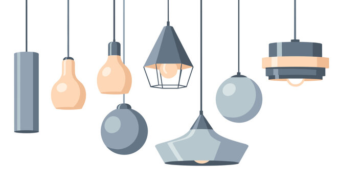 A collection of modern hanging light fixtures in various designs