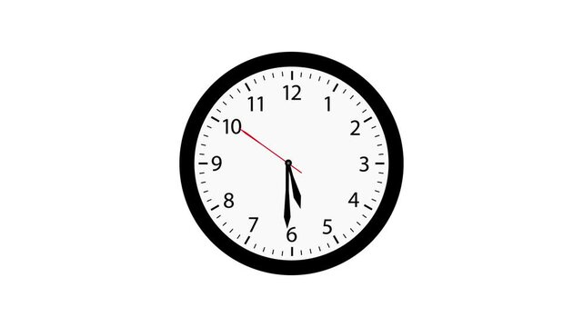 Time lapse of spinning clock animation in 12 Hour. Black and White Analog Wall Clock Isolated. 
White background wall clock video footage, Animation wall clock on white background.