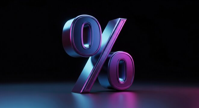 Shiny purple percent sign on dark background
