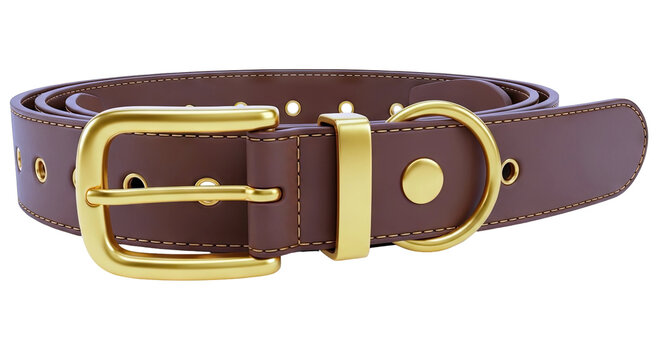 Brown Leather Dog Collar with Gold Buckle and Ring