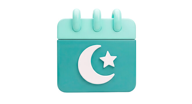 3D Rendered Calendar Icon with Moon and Star