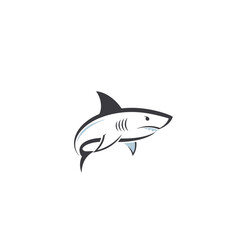 Obraz premium Stylized cartoon shark illustration swimming with an aggressive look