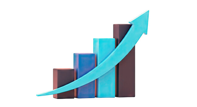 3D Bar Graph with Upward Arrow