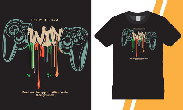 Gaming T-Shirt Design with Enjoy the Game Quote Modern Gamer Typography