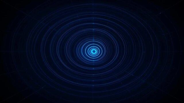 Vibrant blue neon circular pattern on dark background